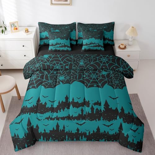 Erosebridal 7-teiliges Bettwäsche-Set mit Fledermäusen, 7-teilig, Doppelbett in einer Tasche, marineblau, schwarz, Spinnennetz-Schloss, Bettwäsche-Sets für Kinder, Jungen, Mädchen, Gothic-Horror-Thema Erosebridal 7-teiliges Bettwäsche-Set mit Fledermäusen, 7-teilig, Doppelbett in einer Tasche, marineblau, schwarz, Spinnennetz-Schloss, Bettwäsche-Sets für Kinder, Jungen, Mädchen, Gothic-Horror-Thema von Erosebridal