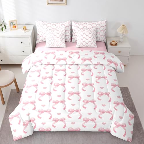 Erosebridal 7-teiliges Kokett-Bettwäsche-Set mit rosa Schleife, Bettdecken-Set mit Bettlaken, Prinzessinnen-Herz-Bett in einer Tasche mit Bettlaken und Spannbetttuch für Mädchen, adrette Erosebridal 7-teiliges Kokett-Bettwäsche-Set mit rosa Schleife, Bettdecken-Set mit Bettlaken, Prinzessinnen-Herz-Bett in einer Tasche mit Bettlaken und Spannbetttuch für Mädchen, adrette von Erosebridal