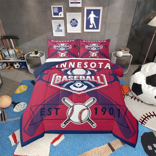 Erosebridal Baseball-Steppdecke für Doppelbett, Sport-Fans für Kinder, Jungen, Ballspiel, Daunendecke mit 1 Kissenbezug, Minnesota Team-Thema Erosebridal Baseball-Steppdecke für Doppelbett, Sport-Fans für Kinder, Jungen, Ballspiel, Daunendecke mit 1 Kissenbezug, Minnesota Team-Thema von Erosebridal