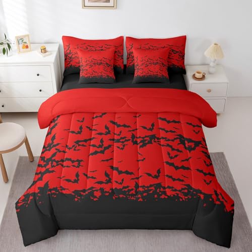 Erosebridal Bettwäsche-Set mit Fledermäusen, 7-teilig, Halloween-Dekor, Vogelbett in einer Tasche mit Bettlaken und Spannbetttuch für Kinder, Teenager, Gothic-Horror-Thema, Bettwäsche-Set mit Erosebridal Bettwäsche-Set mit Fledermäusen, 7-teilig, Halloween-Dekor, Vogelbett in einer Tasche mit Bettlaken und Spannbetttuch für Kinder, Teenager, Gothic-Horror-Thema, Bettwäsche-Set mit von Erosebridal