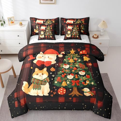Erosebridal Bettwäsche-Set mit Weihnachtsverzierung, für Jungen und Mädchen, Kawaii-Katzen-Bettwäsche-Set, 7-teilig, Weihnachtsbaumbett in einer Tasche, Weihnachtsmütze, Bettlaken-Set, Gelb, Rot, Grün Erosebridal Bettwäsche-Set mit Weihnachtsverzierung, für Jungen und Mädchen, Kawaii-Katzen-Bettwäsche-Set, 7-teilig, Weihnachtsbaumbett in einer Tasche, Weihnachtsmütze, Bettlaken-Set, Gelb, Rot, Grün von Erosebridal