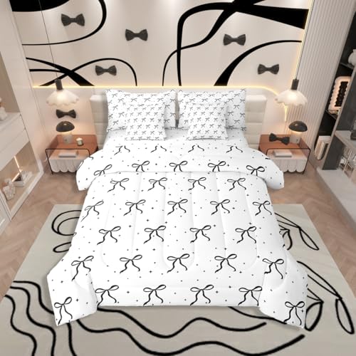 Erosebridal Bettwäscheset mit Schleife, für King-Size-Bett, mit Laken, Cartoon-Schleife, Bett in einer Tasche, verträumte Prinzessin, 7-teiliges Bettwäsche-Set von Erosebridal