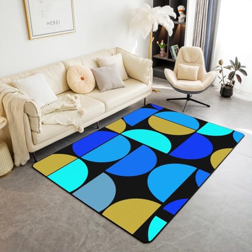 Erosebridal Blue Area Rug Retro Mid Century Wohnzimmerteppich, 12,7 x 17,8 cm, Boho, geometrisch, dekorativer Teppich, Vintage, abstrakte Kunst, moderne Bodenmatte für den Innenbereich Erosebridal Blue Area Rug Retro Mid Century Wohnzimmerteppich, 12,7 x 17,8 cm, Boho, geometrisch, dekorativer Teppich, Vintage, abstrakte Kunst, moderne Bodenmatte für den Innenbereich von Erosebridal