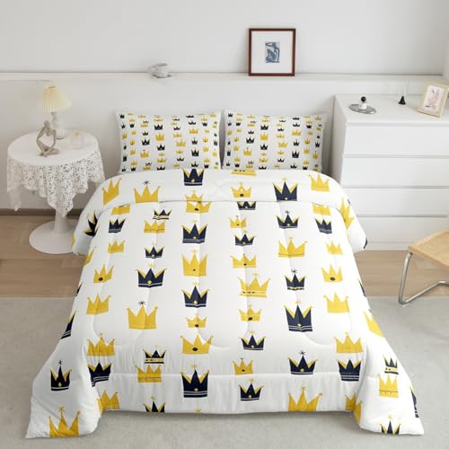 Erosebridal Cartoon-Kronen-Bettwäsche-Set für Doppelbett, modern, einfach bedruckt, für Schlafzimmer, glänzend, Prinzessin, weich, für Kinder, Teenager, Schwarz/Gelb, Königs-Bettwäsche-Set Erosebridal Cartoon-Kronen-Bettwäsche-Set für Doppelbett, modern, einfach bedruckt, für Schlafzimmer, glänzend, Prinzessin, weich, für Kinder, Teenager, Schwarz/Gelb, Königs-Bettwäsche-Set von Erosebridal