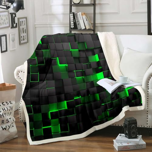 Erosebridal Fleece-Bettdecke für Jungen, 127 x 152 cm, geometrisches Karomuster, Überwurf, stereoskopisch, abstrakt, quadratisch, Sherpa-Decke, Neon-Farbverlauf, kariert, Flanelldecke, weich, leicht Erosebridal Fleece-Bettdecke für Jungen, 127 x 152 cm, geometrisches Karomuster, Überwurf, stereoskopisch, abstrakt, quadratisch, Sherpa-Decke, Neon-Farbverlauf, kariert, Flanelldecke, weich, leicht von Erosebridal