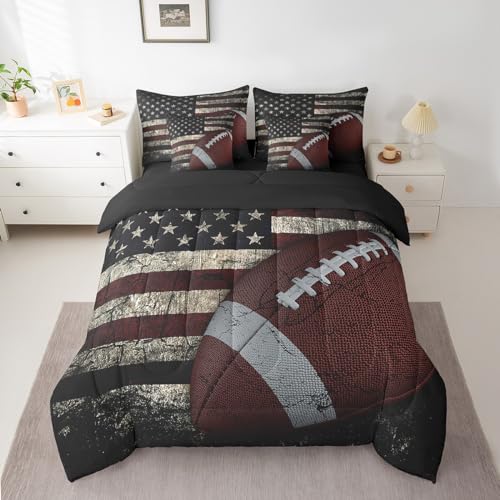 Erosebridal Fußball-Bettwäsche-Set für Doppelbett, amerikanische Flagge, 7-teiliges Bett in einer Tasche, 1 Bettdecke mit Fußball-Sportspielen, 1 Spannbetttuch, 1 Bettlaken, 2 Kissenbezüge, 2 Erosebridal Fußball-Bettwäsche-Set für Doppelbett, amerikanische Flagge, 7-teiliges Bett in einer Tasche, 1 Bettdecke mit Fußball-Sportspielen, 1 Spannbetttuch, 1 Bettlaken, 2 Kissenbezüge, 2 von Erosebridal
