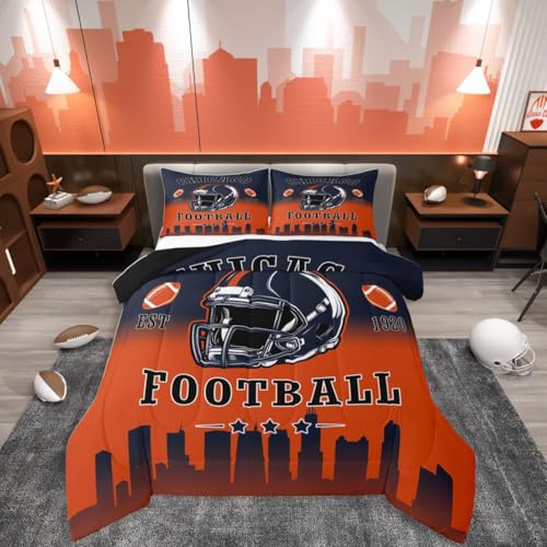 Erosebridal Fußball-Bettwäsche-Set für Jungen, Motiv: American Football, Sport, Rugby, Orange / Blau, Bettdecke für Kinder, Teenager, Erwachsene, Raumdekoration, Ballsportspiele, Steppdecke (Chicago) Erosebridal Fußball-Bettwäsche-Set für Jungen, Motiv: American Football, Sport, Rugby, Orange / Blau, Bettdecke für Kinder, Teenager, Erwachsene, Raumdekoration, Ballsportspiele, Steppdecke (Chicago) von Erosebridal
