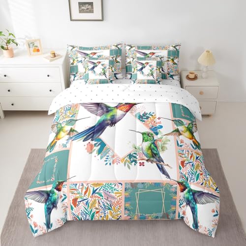 Erosebridal Kolibri-Bettwäsche-Set mit niedlichen Vögeln, 7-teiliges Bett in einer Tasche – 1 Bettdecke mit Blumenzweigen, 1 florales Spannbetttuch, 1 kariertes Bettlaken, 2 Kissenbezüge, 2 Erosebridal Kolibri-Bettwäsche-Set mit niedlichen Vögeln, 7-teiliges Bett in einer Tasche – 1 Bettdecke mit Blumenzweigen, 1 florales Spannbetttuch, 1 kariertes Bettlaken, 2 Kissenbezüge, 2 von Erosebridal