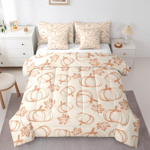 Erosebridal Kürbis-Bettwäsche-Set mit Bettlaken, Ahornblatt, 7-teiliges Bettwäsche-Set für Kinder, Jungen, Herren, Herbst, Bauernhaus, Ernte, Herbst, Retro, Beige, Orange, leichtes Bett in einer Erosebridal Kürbis-Bettwäsche-Set mit Bettlaken, Ahornblatt, 7-teiliges Bettwäsche-Set für Kinder, Jungen, Herren, Herbst, Bauernhaus, Ernte, Herbst, Retro, Beige, Orange, leichtes Bett in einer von Erosebridal