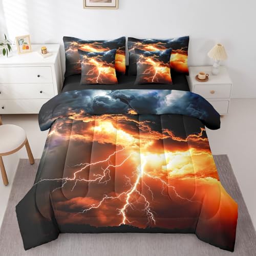Erosebridal Lightning Storm Bettwäsche-Sets für Kinder und Jungen, rotes Lightning, 7-teiliges Queen-Bettwäsche-Set, Teenager, Herren, Erwachsene, graue dunkle Wolken, Bett in einer Tasche Erosebridal Lightning Storm Bettwäsche-Sets für Kinder und Jungen, rotes Lightning, 7-teiliges Queen-Bettwäsche-Set, Teenager, Herren, Erwachsene, graue dunkle Wolken, Bett in einer Tasche von Erosebridal
