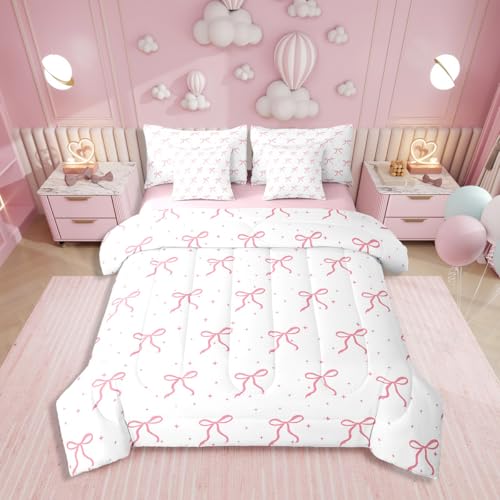 Erosebridal Mädchen-Bettwäsche-Set, rosa Schleife, 7-teilig, volle Größe, Mädchen-Schleifen, Cartoon-Bettwäsche-Set mit Laken, verträumtes Prinzessinnenbett in einer Tasche Erosebridal Mädchen-Bettwäsche-Set, rosa Schleife, 7-teilig, volle Größe, Mädchen-Schleifen, Cartoon-Bettwäsche-Set mit Laken, verträumtes Prinzessinnenbett in einer Tasche von Erosebridal