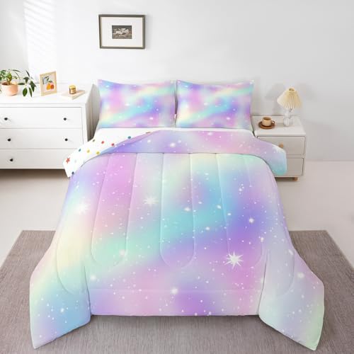 Erosebridal Regenbogen-Bettwäsche-Set für Mädchenzimmer, Batik-Daunendecke, Queen-Size-Bettdecke, schillerndes Trippy-Bettwäsche-Set für Kinder, Jugendliche, Frauen, Erwachsene, Ombré-Pastell-Bettwäsche-Set mit 2 Kissenbezügen (Rosa, Lila, Blau) Erosebridal Regenbogen-Bettwäsche-Set für Mädchenzimmer, Batik-Daunendecke, Queen-Size-Bettdecke, schillerndes Trippy-Bettwäsche-Set für Kinder, Jugendliche, Frauen, Erwachsene, Ombré-Pastell-Bettwäsche-Set mit 2 Kissenbezügen (Rosa, Lila, Blau) von Erosebridal