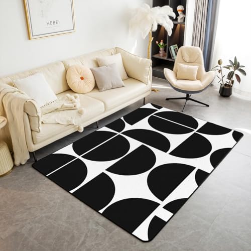 Erosebridal Retro-Teppich, modern, Mitte des Jahrhunderts, Wohnzimmerteppich, 12,7 x 17,8 cm, Boho, Vintage-Kunst, dekorativer Teppich, bunt, ästhetisch, abstrakt, für den Innenbereich, Schwarz Erosebridal Retro-Teppich, modern, Mitte des Jahrhunderts, Wohnzimmerteppich, 12,7 x 17,8 cm, Boho, Vintage-Kunst, dekorativer Teppich, bunt, ästhetisch, abstrakt, für den Innenbereich, Schwarz von Erosebridal