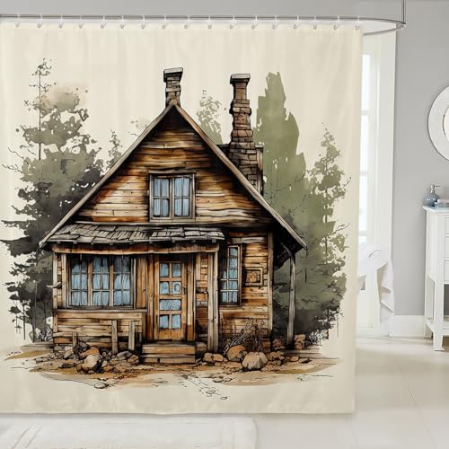 Erosebridal Rustikaler Duschvorhang im Landhausstil, 183 cm B x 72 cm, Stoff-Duschvorhang, Western-Heimdekoration für Badezimmer von Erosebridal