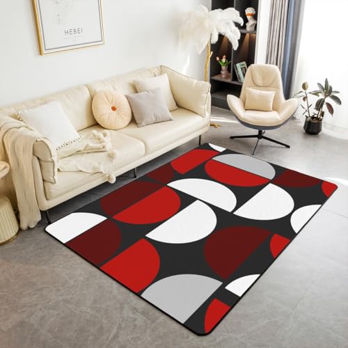 Erosebridal Teppich aus der Mitte des Jahrhunderts, Boho, Rot und Schwarz, Wohnzimmerteppich, 12,7 x 17,8 cm, moderne Kunst, geometrisch, dekorativer Teppich, ästhetisch, abstrakt, Raumdekoration Erosebridal Teppich aus der Mitte des Jahrhunderts, Boho, Rot und Schwarz, Wohnzimmerteppich, 12,7 x 17,8 cm, moderne Kunst, geometrisch, dekorativer Teppich, ästhetisch, abstrakt, Raumdekoration von Erosebridal
