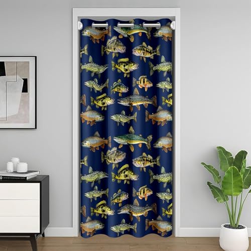 Erosebridal Türvorhang für Kinder, Hechtfisch, 132 cm B x 213 cm L, Vintage-Angel- und Jagd-Verdunkelungsvorhang für Jungen, Thermo-Türvorhang, Meerestiere, Barsch, Fisch, Raumteiler-Vorhang Erosebridal Türvorhang für Kinder, Hechtfisch, 132 cm B x 213 cm L, Vintage-Angel- und Jagd-Verdunkelungsvorhang für Jungen, Thermo-Türvorhang, Meerestiere, Barsch, Fisch, Raumteiler-Vorhang von Erosebridal