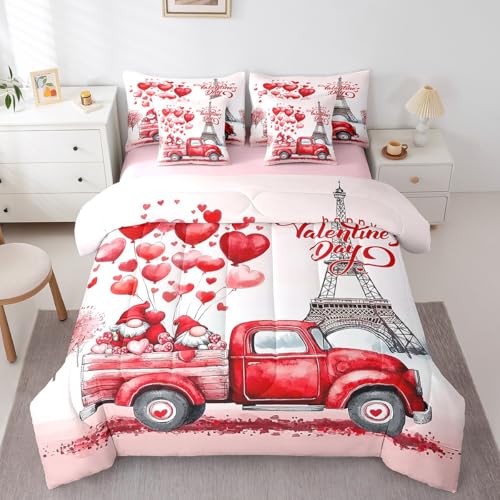 Erosebridal Valentines 7-teiliges Bettdecken-Set Queen Red Gnome Truck Farmhouse Bedding Paris Effiel Tower Quilt Heart Tree Duvet Insert Rose Floral Bed in a Bag with Flat and Fitted Sheet Erosebridal Valentines 7-teiliges Bettdecken-Set Queen Red Gnome Truck Farmhouse Bedding Paris Effiel Tower Quilt Heart Tree Duvet Insert Rose Floral Bed in a Bag with Flat and Fitted Sheet von Erosebridal