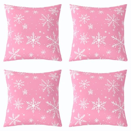 Erosebridal Winter-Kissenbezüge mit Schneeflocken-Motiv, rosa Weihnachtsdekoration, 4er-Set, romantischer Schneeflocken-Druck, Sofa, dekorative Akzent-Kissenbezüge, magisches Blumenmuster, 45,7 x 45,7 Erosebridal Winter-Kissenbezüge mit Schneeflocken-Motiv, rosa Weihnachtsdekoration, 4er-Set, romantischer Schneeflocken-Druck, Sofa, dekorative Akzent-Kissenbezüge, magisches Blumenmuster, 45,7 x 45,7 von Erosebridal