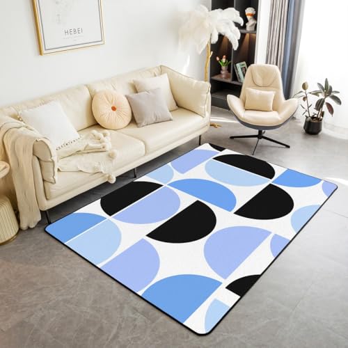 Erosebridal Wohnzimmerteppich, modern, abstrakt, geometrisch, dekorativ, Retro, Boho-Kunst, Innenbodenmatte, Blau und Weiß Erosebridal Wohnzimmerteppich, modern, abstrakt, geometrisch, dekorativ, Retro, Boho-Kunst, Innenbodenmatte, Blau und Weiß von Erosebridal