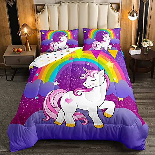 Girls Unicorn Comforter Set Twin Girls Bedding Set Cute Rainbow Unicorn Print Down Comforter Kids Cartoon Kawaii Duvet Set Galaxy Stars Fantasy Girls Room Decor Children Unicorn Reversible Purple Girls Unicorn Comforter Set Twin Girls Bedding Set Cute Rainbow Unicorn Print Down Comforter Kids Cartoon Kawaii Duvet Set Galaxy Stars Fantasy Girls Room Decor Children Unicorn Reversible Purple von Erosebridal