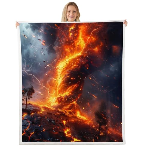 Naturkatastrophen-Überwurfdecke mit Blitz-Tornado-Druck, Sherpa-Decke, 101,6 x 127,7 cm, Naturkatastrophen, Kinder-Fleecedecke für Jungen, Teenager, Männer, Schlafzimmer, Dekoration, Tornado Naturkatastrophen-Überwurfdecke mit Blitz-Tornado-Druck, Sherpa-Decke, 101,6 x 127,7 cm, Naturkatastrophen, Kinder-Fleecedecke für Jungen, Teenager, Männer, Schlafzimmer, Dekoration, Tornado von Erosebridal