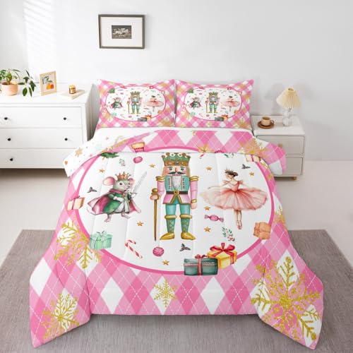 Nussknacker-Weihnachtsdekoration, kleine Prinzessin, Ballett-Bettwäsche-Set, Cartoon-Maus, geometrisches Gitter, Tröster, goldfarbene Schneeflocken, Steppdecken, King-Size-Bett, Büffelkaro, rosa Nussknacker-Weihnachtsdekoration, kleine Prinzessin, Ballett-Bettwäsche-Set, Cartoon-Maus, geometrisches Gitter, Tröster, goldfarbene Schneeflocken, Steppdecken, King-Size-Bett, Büffelkaro, rosa von Erosebridal