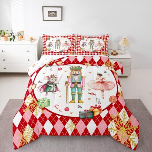 Rosa Nussknacker-Bettwäsche-Set, Weihnachtsdekoration, Cartoon-Maus, kleine Prinzessinnen-Ballett-Bettwäsche-Set, geometrisches Gitter, Schmusetuch, Schneeflocke, Quilts, Queen, rote Weihnachtsschmuck Rosa Nussknacker-Bettwäsche-Set, Weihnachtsdekoration, Cartoon-Maus, kleine Prinzessinnen-Ballett-Bettwäsche-Set, geometrisches Gitter, Schmusetuch, Schneeflocke, Quilts, Queen, rote Weihnachtsschmuck von Erosebridal