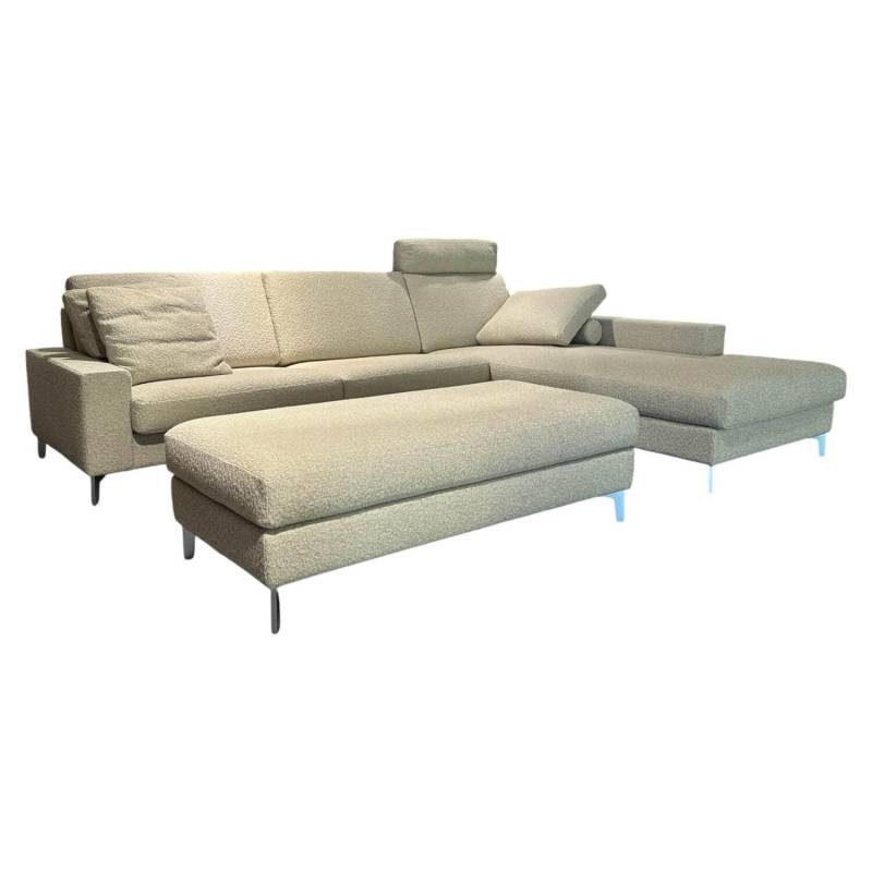 Ecksofa 05550003 XC Stoff 19 Serra 2041 02 Beige Grau Metallfuß 57 Matt Chrom von Erpo