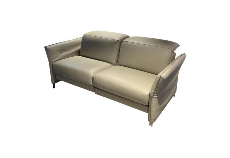 Erpo 2-Sitzer Sofa Avantgarde 965 Leder 43 210 Pearl Beige Grau Kufe Verchromt von Erpo