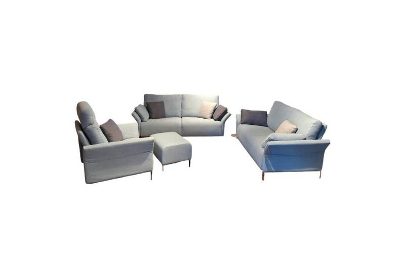 Erpo Polstergarnitur Garnitur Modena Stoff 2022.45 Blau 2 Sofas 1 Sessel 1 Hocker von Erpo