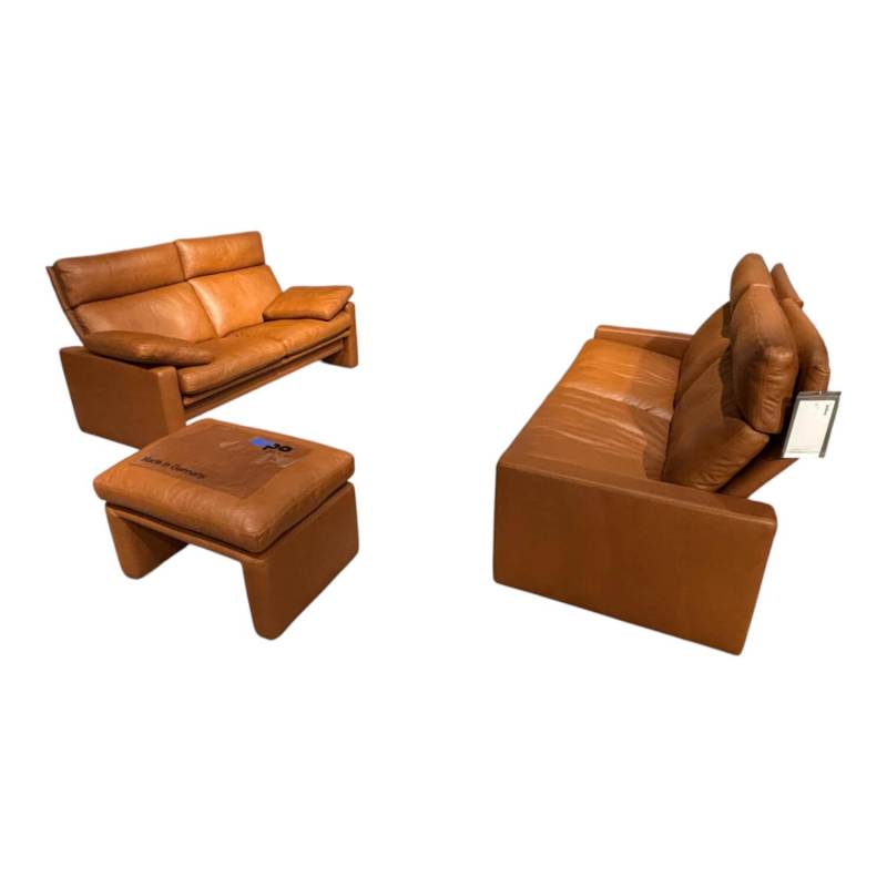 Garnitur Manhattan 250 Leder 250.850 Tabac Braun 2 Sofas 1 Hocker von Erpo