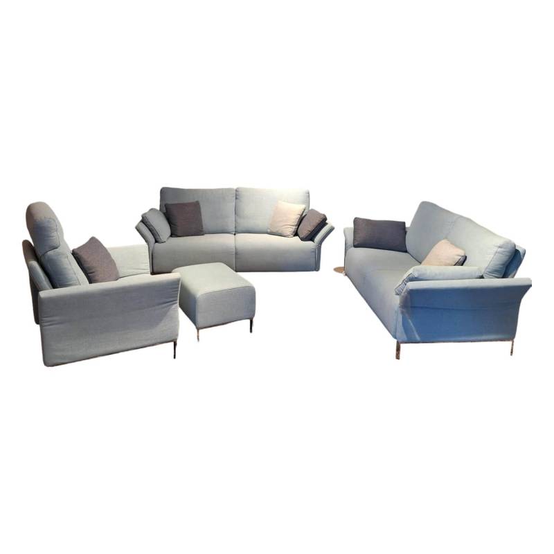 Garnitur Modena Stoff 2022.45 Blau 2 Sofas 1 Sessel 1 Hocker von Erpo