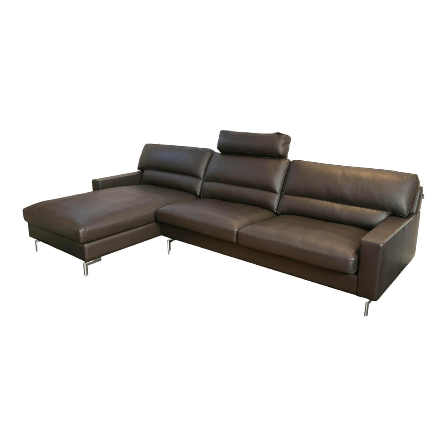 Ecksofa Esparo 400 Leder J 42.090 Braun Schwarz Fußstütze Leder J 42.090 von Erpo