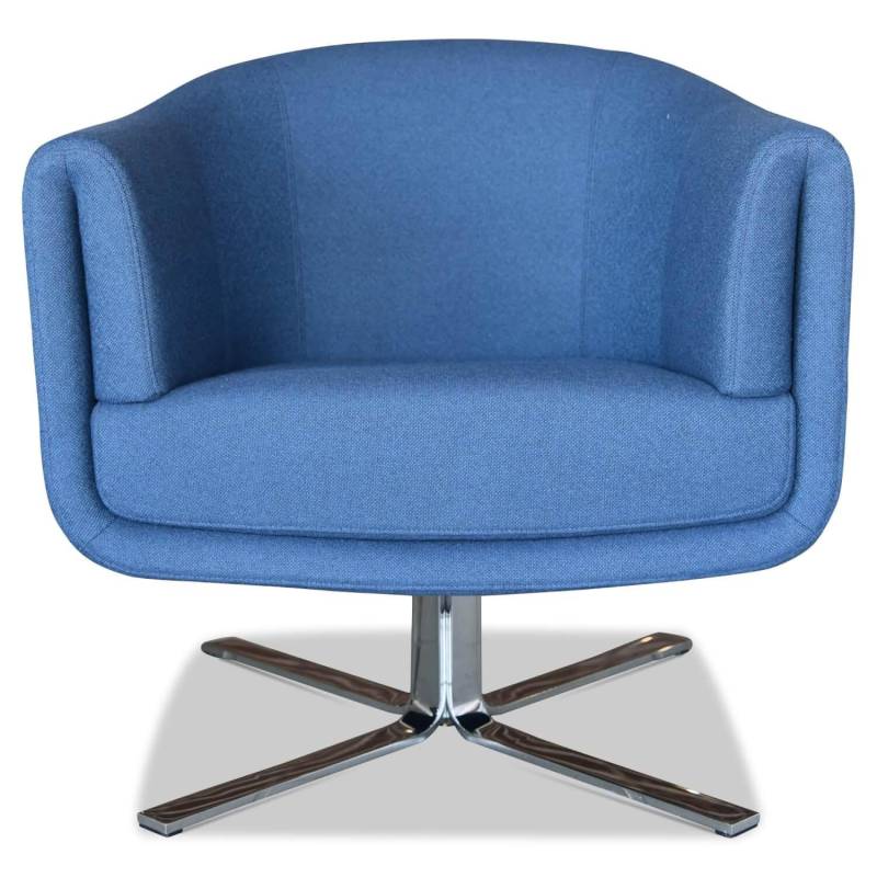 Sessel AV113.15 Stoff 18 2020.45 Blau Kreuzfuß Edelstahl Chrom Hochglanz von Erpo