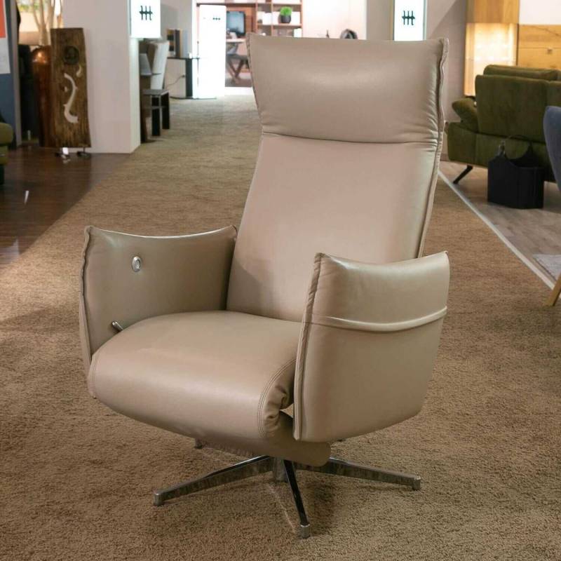 Sessel Erpo Relax Leder 42.210 Pearl Sternfuß Hochglanz Poliert von Erpo