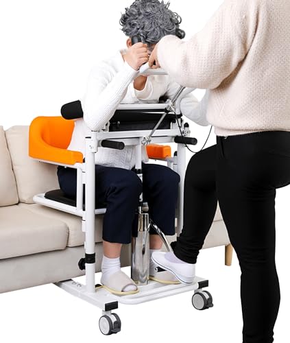 Errzom Hydraulischer Patientenlifter für Zuhause, Rollstuhllift Transferstuhl, Höhenverstellbarer Auto-Lift Nachttisch Kommode Stuhl Lift Hilfemit Unterstütztem Oberkörperliftgestell von Errzom