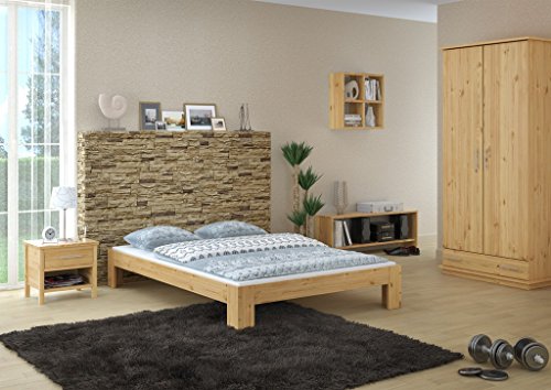 60.67-14 Französisches Bett Holzbett Futonbett 140 x 200 cm Kiefer massiv mit Rollrost von Erst-Holz®