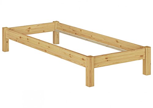 Erst-Holz Bettgestell Natur 80x200 Einzelbett Futonbett Kiefer massiv Holzbett ohne Rollrost 60.35-08 oR von Erst-Holz