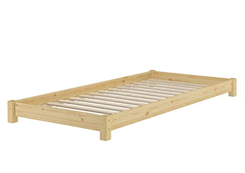 Erst-Holz Breites Flachbett Futonbett Niedrigbett 100x200 Kiefer massiv V-60.51-10, Ausstattung:Rollrost inkl. von Erst-Holz