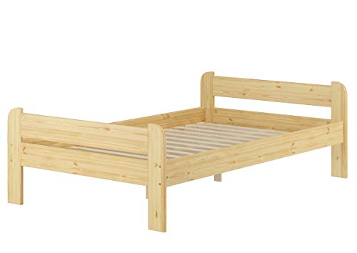 Erst-Holz Breites Robustes Einzelbett 120x200 Kiefer massiv mit wählbarem Zubehör V-60.39-12, Ausstattung:Rollrost inkl. von Erst-Holz