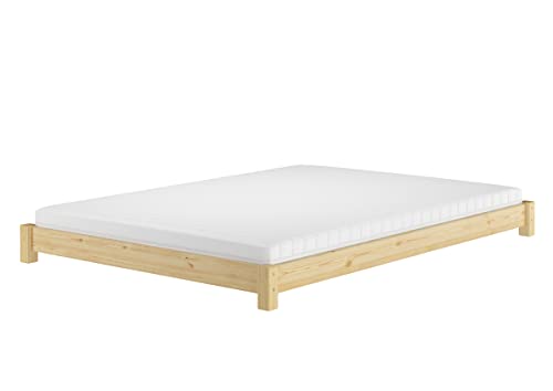 Erst-Holz Flaches Futon-Doppelbett Bodenbett Niedrigbett 140x200 Kiefer massiv V-60.51-14, Ausstattung:Rollrost und Matratze inkl. von Erst-Holz