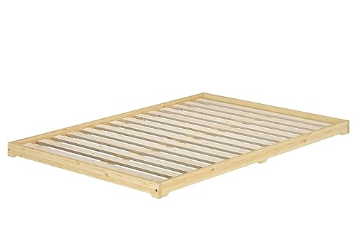 Erst-Holz Futonbett Bodenbett extra niedriges Holzett 140x200 Kiefer lackiert Zubehör wählbar V-60.47K-14, Ausstattung:Rollrost inkl. von Erst-Holz