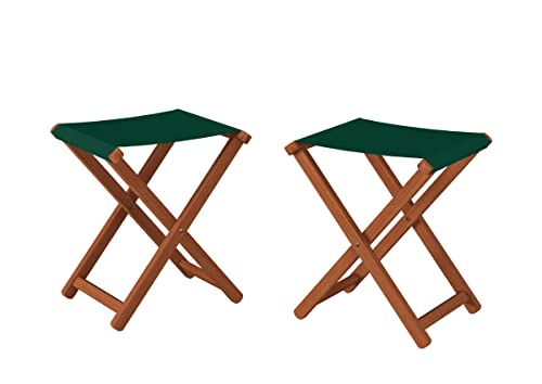 Erst-Holz® Klappbarer Gartenstuhl X-Stuhl dunkel mit grünem Stoff V-10-216-04, Stühle:Doppelpack von Erst-Holz®