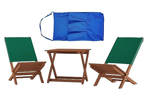 Erst-Holz Klappstuhl Strandstuhl Anglerstuhl Gartenstuhl Stuhl zum Zusammenstecken grüner Bezug V-10-352, Ausstattung:Doppelpack. Tisch. Tasche blau von Erst-Holz