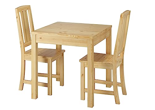 Schöne Essgruppe mit Tisch und 2 Stühle Kiefer Natur Massivholz 90.70-50 B -Set 22 von Erst-Holz