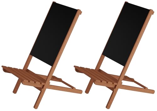 Erst-Holz Wikingerstuhl-Set Lagerfeuerstuhl Anglerstuhl Strandstuhl Partystuhl Stofffarbe schwarz V-10-365, Stühle:Doppelpack von Erst-Holz