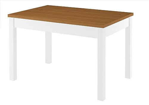 Erst-Holz Zweifarbiger Tisch 80x120 Esstisch Tischplatte Eichefarben weiße Beine Massivholz 90.70-51CE von Erst-Holz