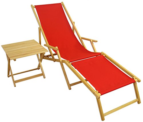 Erst-Holz Liegestuhl Gartenliege rot Fußteil Tisch Sonnenliege Holzliege Gartenmöbel 10-308 N F T von Erst-Holz