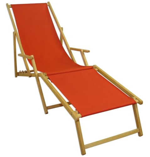 Holz-Liegestuhl klein oder groß mit viel Zubehör nach Wahl Stofffarbe Terracotta V-10-309N, Ausstattung Liegestuhl:Fußteil von Erst-Holz
