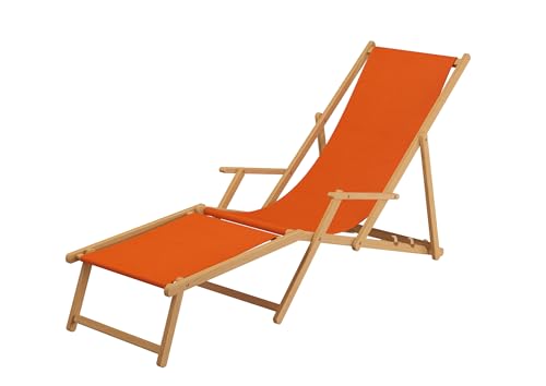 Holz-Liegestuhl klein oder groß mit viel Zubehör nach Wahl Stofffarbe Terracotta V-10-309N, Ausstattung Liegestuhl:Fußteil von Erst-Holz